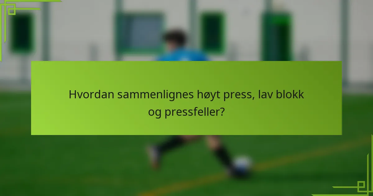 Hvordan sammenlignes høyt press, lav blokk og pressfeller?