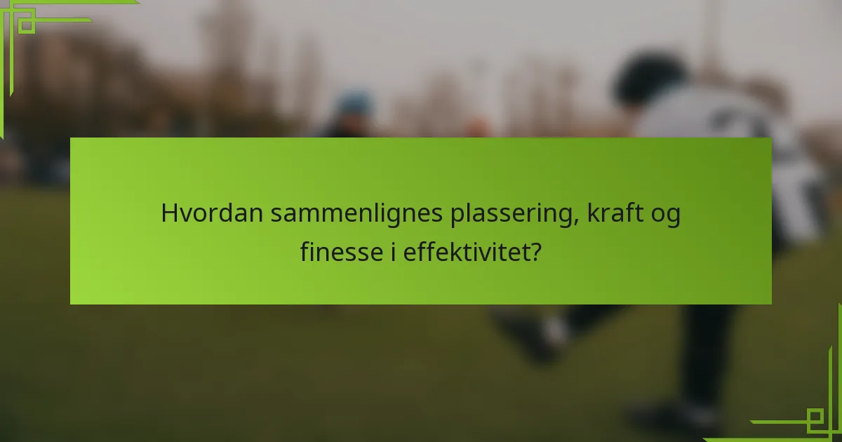 Hvordan sammenlignes plassering, kraft og finesse i effektivitet?